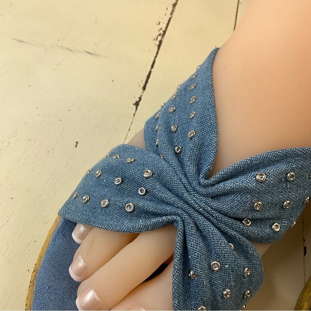Annie Sandals Blue Fabric Upper Wedge Heel Slip-on - Picture 7 of 16